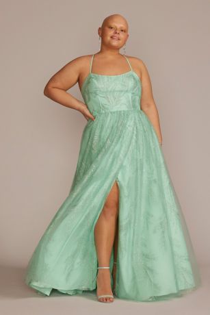 Glitter Embellished A-Line Prom Dress ...